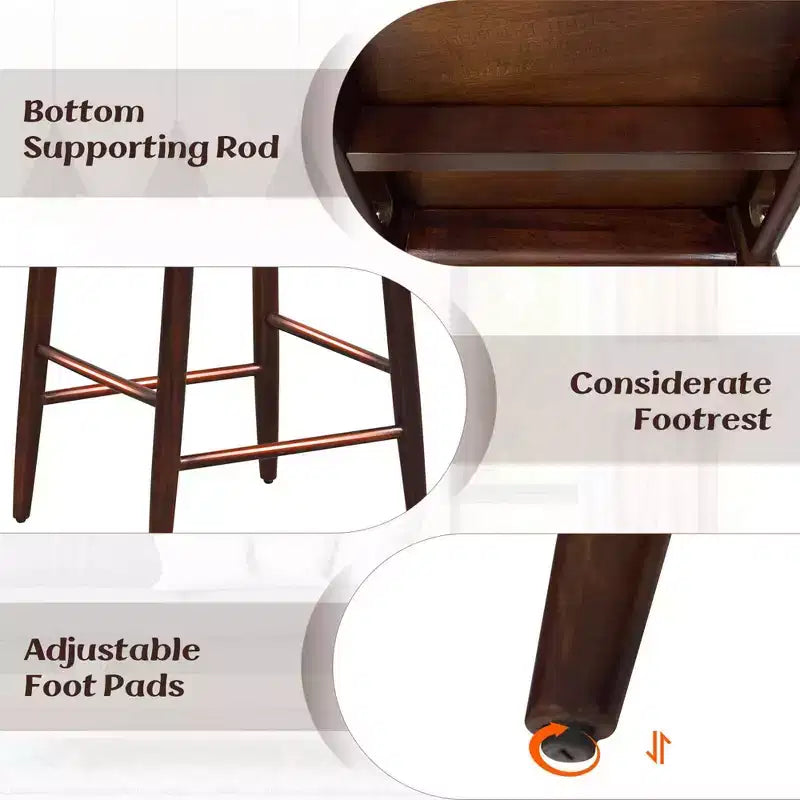 Sgabelli da Bar Costway, 2 o 4 Pezzi, Altezza Bancone, con Struttura in Legno di Acacia e Gambe di Supporto Marroni