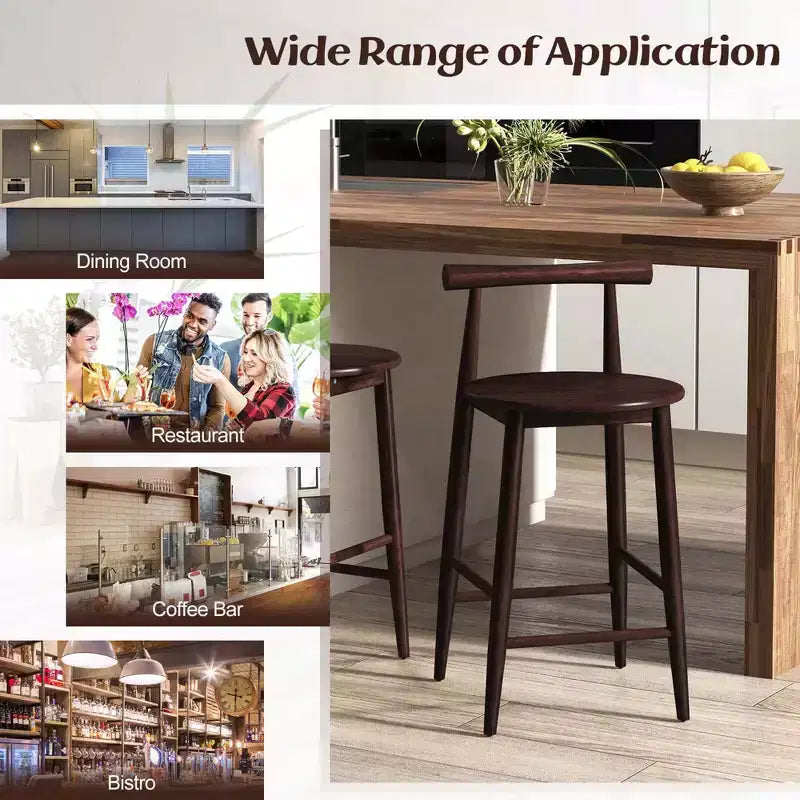 Sgabelli da Bar Costway, 2 o 4 Pezzi, Altezza Bancone, con Struttura in Legno di Acacia e Gambe di Supporto Marroni