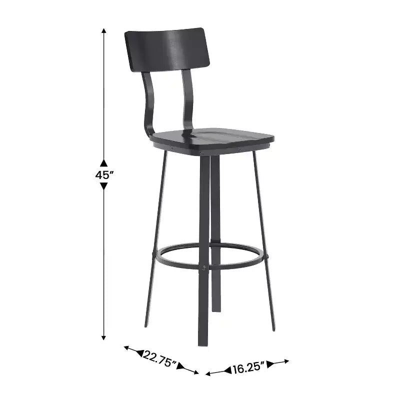 Sgabello da bar per ristorante Flash Furniture con sedile e schienale in legno e struttura verniciata a polvere