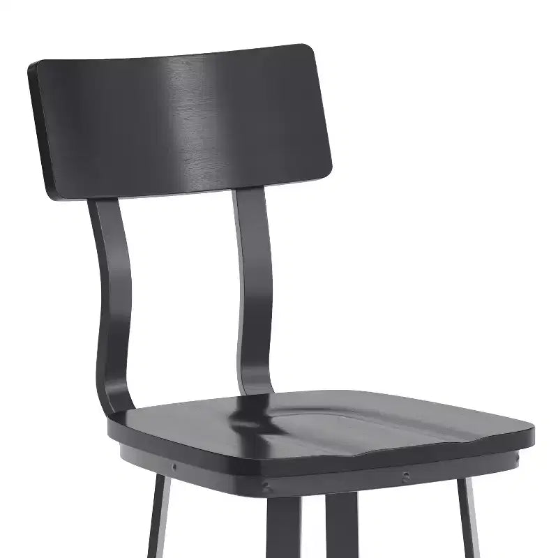 Sgabello da bar per ristorante Flash Furniture con sedile e schienale in legno e struttura verniciata a polvere