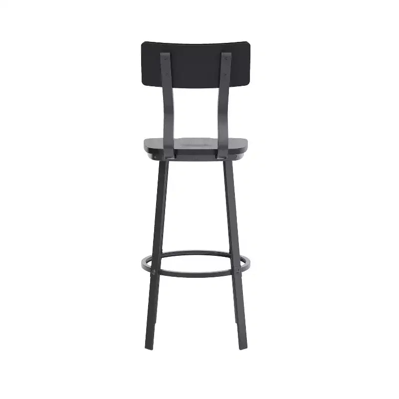 Sgabello da bar per ristorante Flash Furniture con sedile e schienale in legno e struttura verniciata a polvere