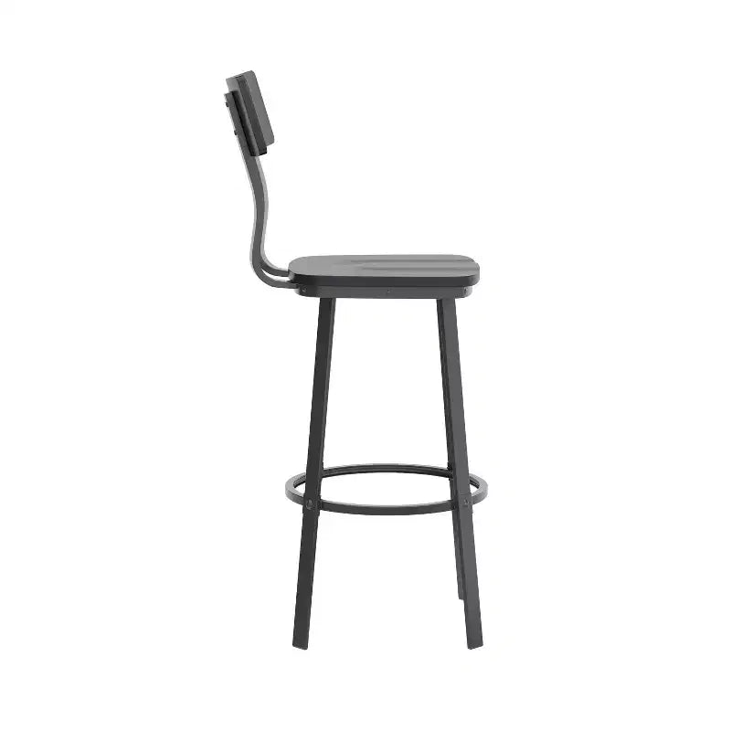 Sgabello da bar per ristorante Flash Furniture con sedile e schienale in legno e struttura verniciata a polvere