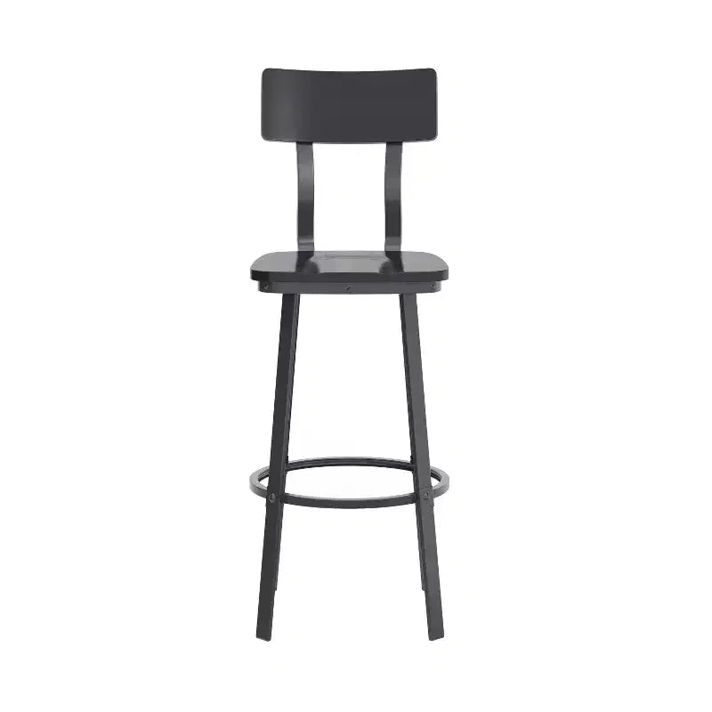 Sgabello da bar per ristorante Flash Furniture con sedile e schienale in legno e struttura verniciata a polvere