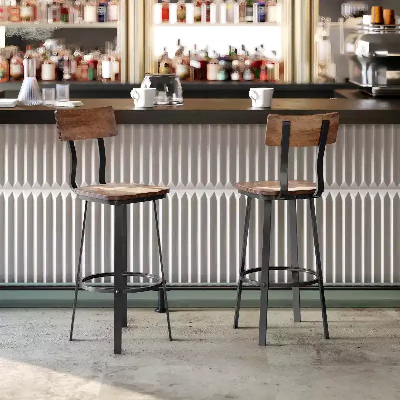 Sgabello da bar per ristorante Flash Furniture con sedile e schienale in legno e struttura verniciata a polvere