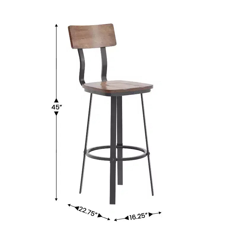 Sgabello da bar per ristorante Flash Furniture con sedile e schienale in legno e struttura verniciata a polvere