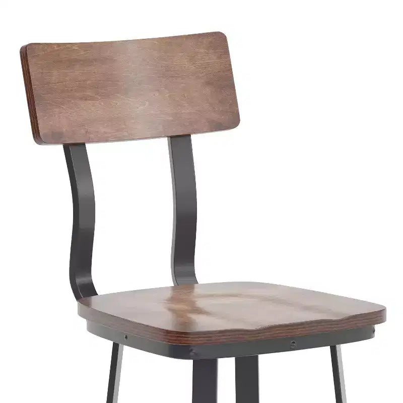 Sgabello da bar per ristorante Flash Furniture con sedile e schienale in legno e struttura verniciata a polvere