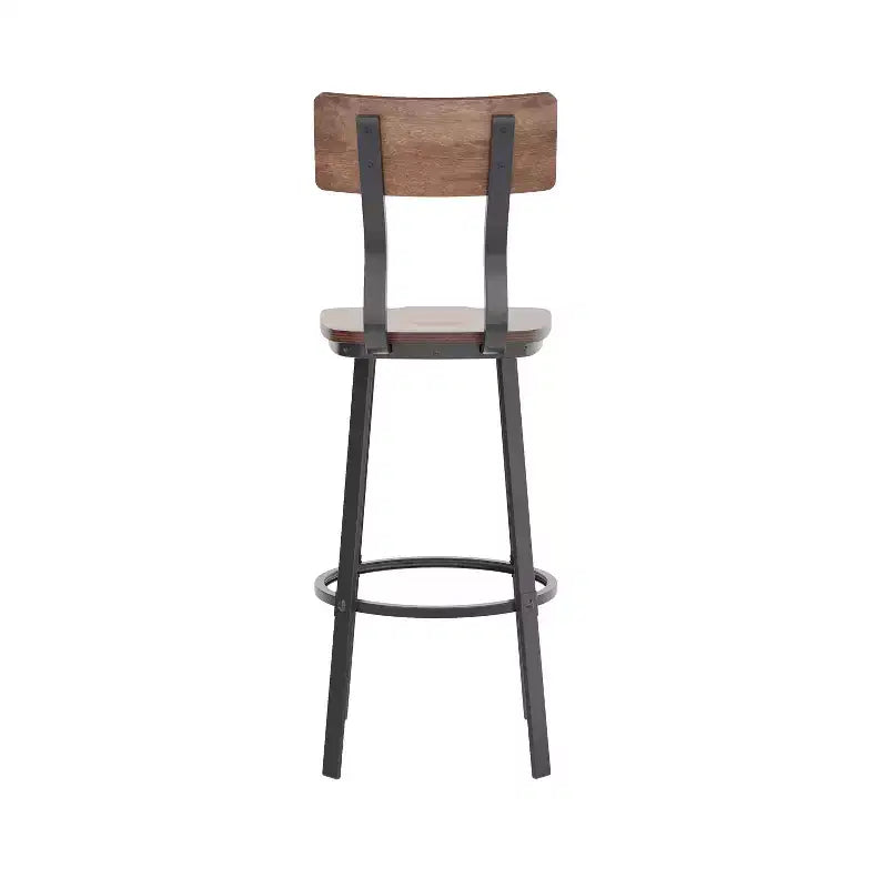Sgabello da bar per ristorante Flash Furniture con sedile e schienale in legno e struttura verniciata a polvere