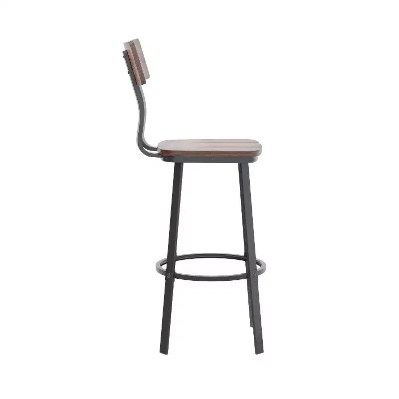 Sgabello da bar per ristorante Flash Furniture con sedile e schienale in legno e struttura verniciata a polvere