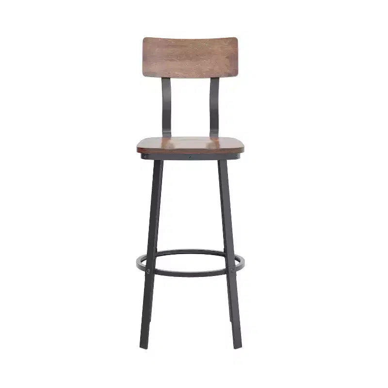 Sgabello da bar per ristorante Flash Furniture con sedile e schienale in legno e struttura verniciata a polvere