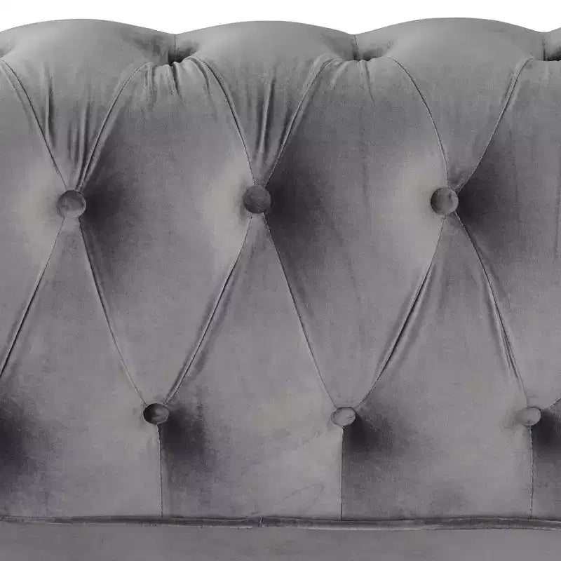 Divano a 3 posti con braccioli arrotolati stile Chesterfield da 82 pollici con cuscini rimovibili in grigio - Morden Fort