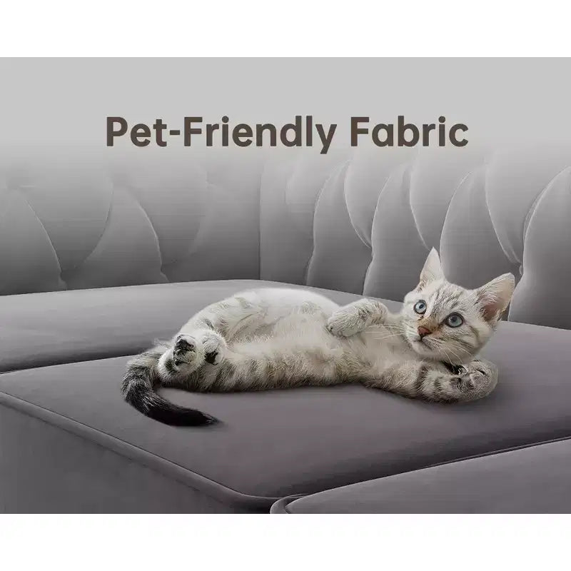 Divano a 3 posti con braccioli arrotolati stile Chesterfield da 82 pollici con cuscini rimovibili in grigio - Morden Fort