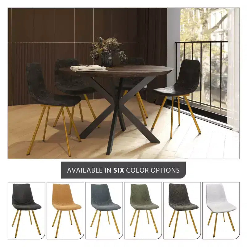 LeisureMod Markley - Set di 4 sedie da pranzo moderne in similpelle con gambe dorate, seduta imbottita, design elegante per cucina, sala da pranzo, ufficio o bar