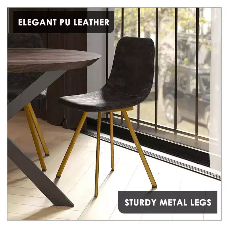 LeisureMod Markley - Set di 4 sedie da pranzo moderne in similpelle con gambe dorate, seduta imbottita, design elegante per cucina, sala da pranzo, ufficio o bar