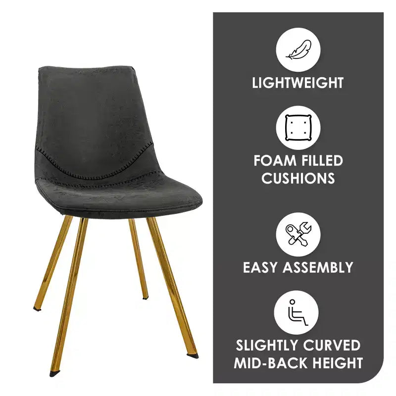 LeisureMod Markley - Set di 4 sedie da pranzo moderne in similpelle con gambe dorate, seduta imbottita, design elegante per cucina, sala da pranzo, ufficio o bar
