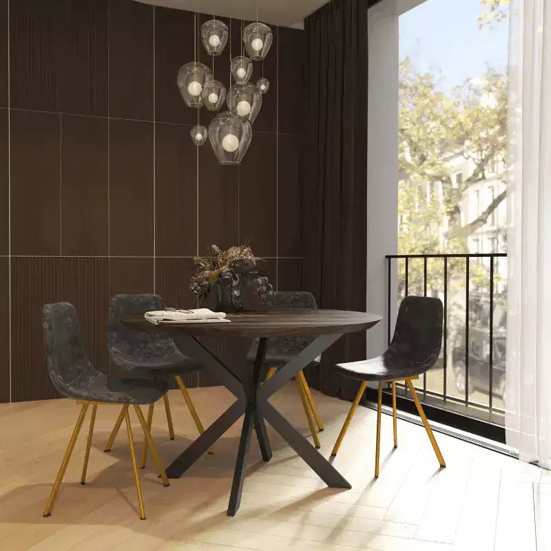 LeisureMod Markley - Set di 4 sedie da pranzo moderne in similpelle con gambe dorate, seduta imbottita, design elegante per cucina, sala da pranzo, ufficio o bar