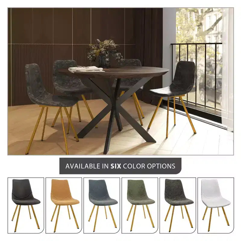 LeisureMod Markley - Set di 4 sedie da pranzo moderne in similpelle con gambe dorate, seduta imbottita, design elegante per cucina, sala da pranzo, ufficio o bar
