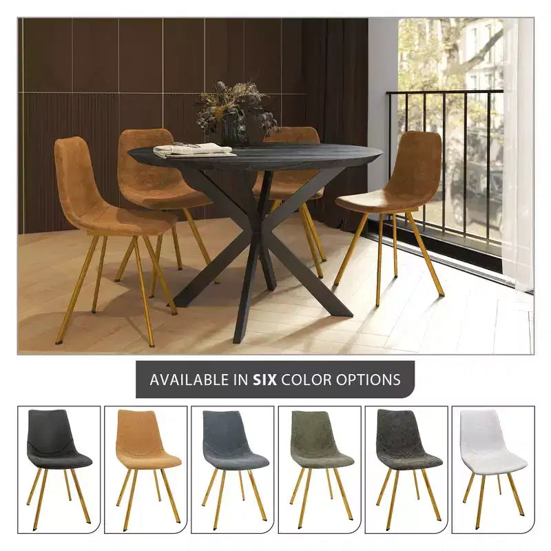 LeisureMod Markley - Set di 4 sedie da pranzo moderne in similpelle con gambe dorate, seduta imbottita, design elegante per cucina, sala da pranzo, ufficio o bar