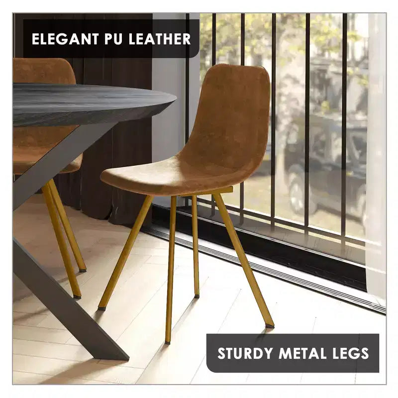 LeisureMod Markley - Set di 4 sedie da pranzo moderne in similpelle con gambe dorate, seduta imbottita, design elegante per cucina, sala da pranzo, ufficio o bar