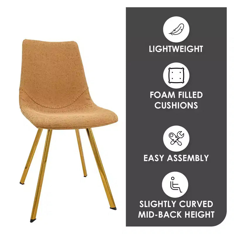 LeisureMod Markley - Set di 4 sedie da pranzo moderne in similpelle con gambe dorate, seduta imbottita, design elegante per cucina, sala da pranzo, ufficio o bar