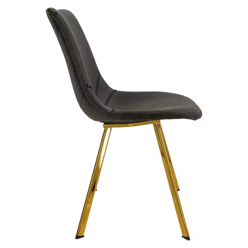 LeisureMod Markley - Set di 4 sedie da pranzo moderne in similpelle con gambe dorate, seduta imbottita, design elegante per cucina, sala da pranzo, ufficio o bar
