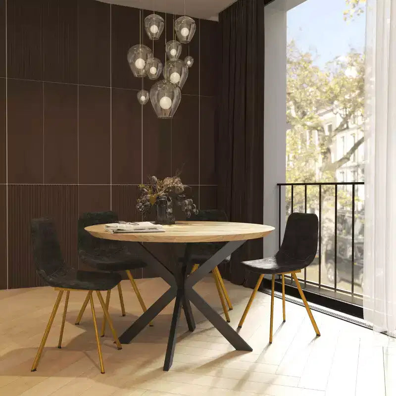 LeisureMod Markley - Set di 4 sedie da pranzo moderne in similpelle con gambe dorate, seduta imbottita, design elegante per cucina, sala da pranzo, ufficio o bar