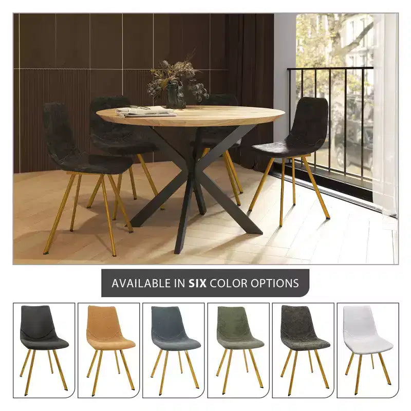 LeisureMod Markley - Set di 4 sedie da pranzo moderne in similpelle con gambe dorate, seduta imbottita, design elegante per cucina, sala da pranzo, ufficio o bar