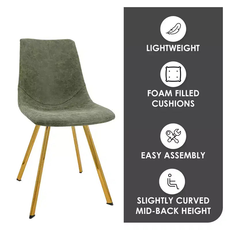 LeisureMod Markley - Set di 4 sedie da pranzo moderne in similpelle con gambe dorate, seduta imbottita, design elegante per cucina, sala da pranzo, ufficio o bar