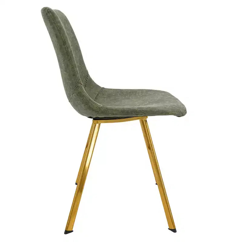 LeisureMod Markley - Set di 4 sedie da pranzo moderne in similpelle con gambe dorate, seduta imbottita, design elegante per cucina, sala da pranzo, ufficio o bar