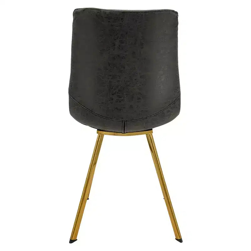 LeisureMod Markley - Set di 4 sedie da pranzo moderne in similpelle con gambe dorate, seduta imbottita, design elegante per cucina, sala da pranzo, ufficio o bar