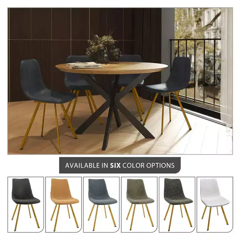 LeisureMod Markley - Set di 4 sedie da pranzo moderne in similpelle con gambe dorate, seduta imbottita, design elegante per cucina, sala da pranzo, ufficio o bar