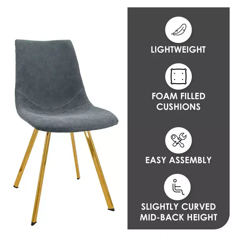 LeisureMod Markley - Set di 4 sedie da pranzo moderne in similpelle con gambe dorate, seduta imbottita, design elegante per cucina, sala da pranzo, ufficio o bar