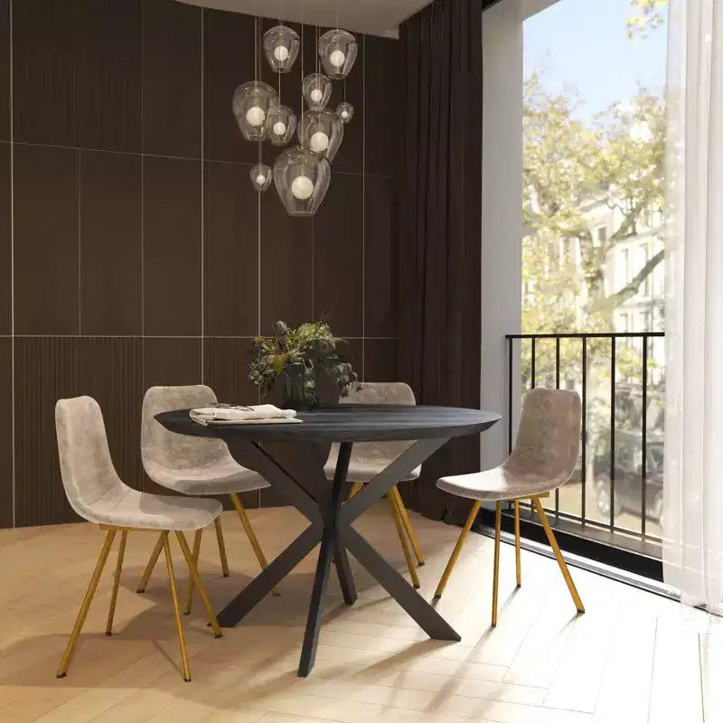 LeisureMod Markley - Set di 4 sedie da pranzo moderne in similpelle con gambe dorate, seduta imbottita, design elegante per cucina, sala da pranzo, ufficio o bar