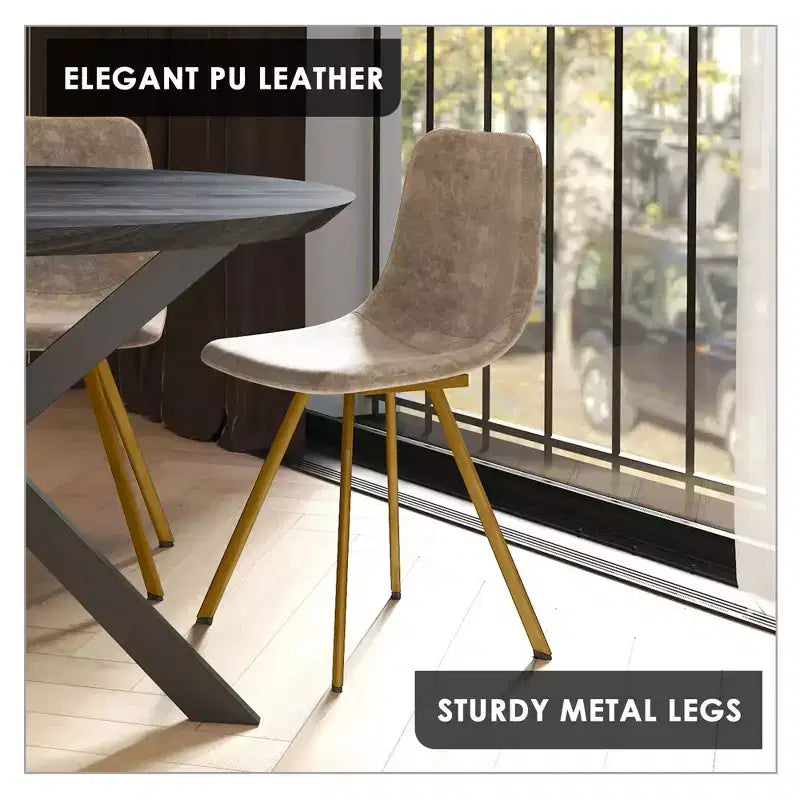 LeisureMod Markley - Set di 4 sedie da pranzo moderne in similpelle con gambe dorate, seduta imbottita, design elegante per cucina, sala da pranzo, ufficio o bar