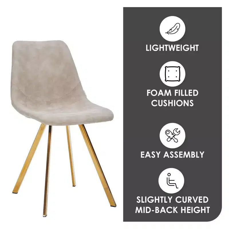 LeisureMod Markley - Set di 4 sedie da pranzo moderne in similpelle con gambe dorate, seduta imbottita, design elegante per cucina, sala da pranzo, ufficio o bar