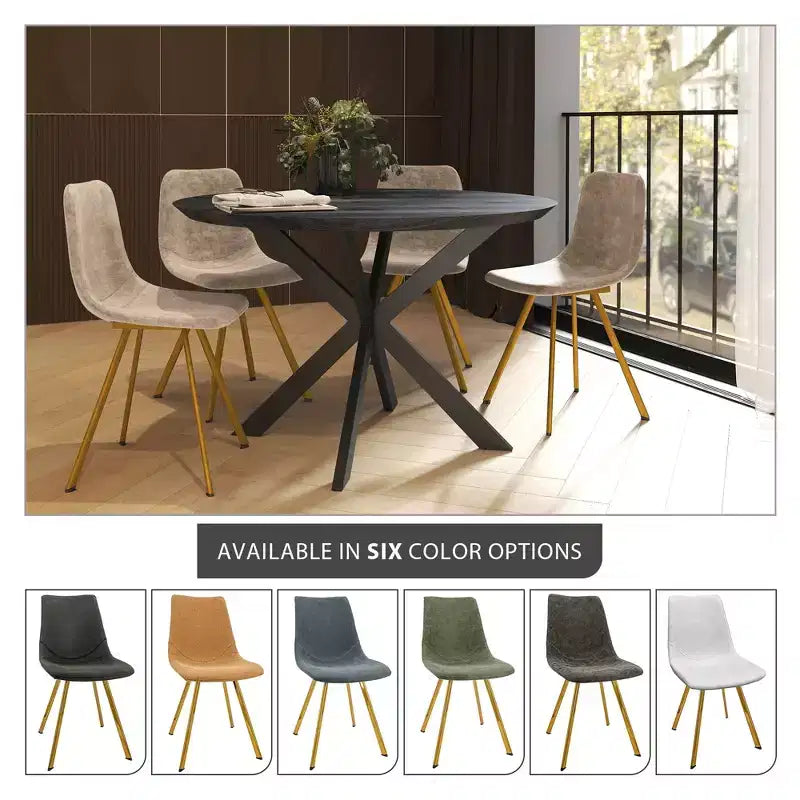 LeisureMod Markley - Set di 4 sedie da pranzo moderne in similpelle con gambe dorate, seduta imbottita, design elegante per cucina, sala da pranzo, ufficio o bar