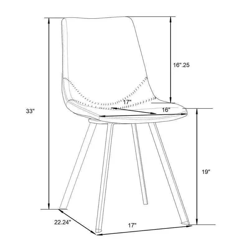 LeisureMod Markley - Set di 4 sedie da pranzo moderne in similpelle con gambe dorate, seduta imbottita, design elegante per cucina, sala da pranzo, ufficio o bar