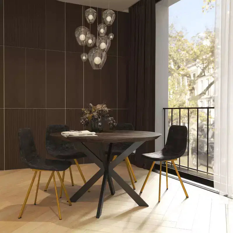 LeisureMod Markley - Set di 4 sedie da pranzo moderne in similpelle con gambe dorate, seduta imbottita, design elegante per cucina, sala da pranzo, ufficio o bar