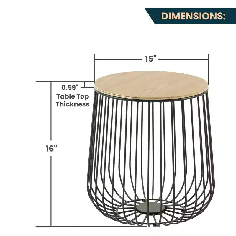 Tavolino Moderno Mid-Century LeisureMod Runswick - Tavolino d'Appoggio in Legno e Metallo con Vano Contenitore a Scomparsa e Vano Segreto
