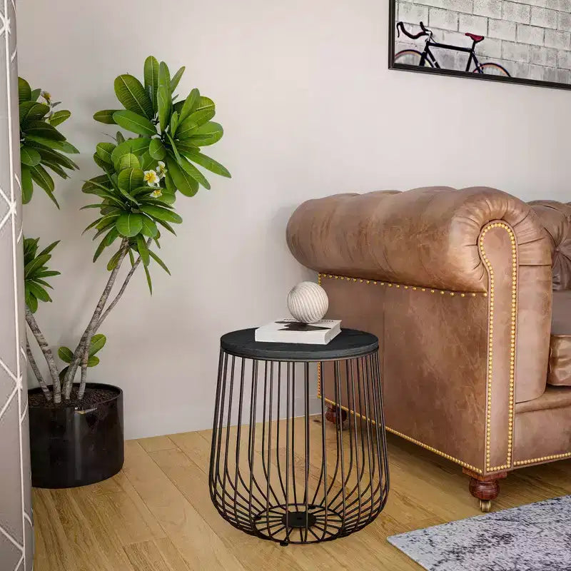 Tavolino Moderno Mid-Century LeisureMod Runswick - Tavolino d'Appoggio in Legno e Metallo con Vano Contenitore a Scomparsa e Vano Segreto