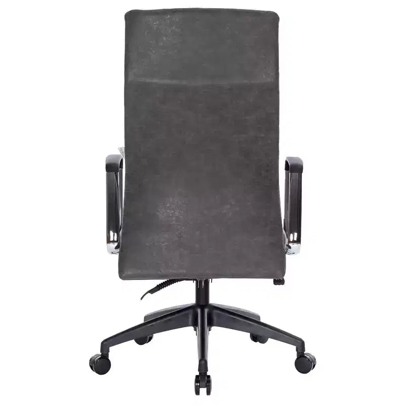 LeisureMod Hilton Sedia da Ufficio Ribbed in Pelle a Schienale Alto - Telaio in Acciaio Resistente Girevole e Inclinabile - Sedia da Scrivania Direzionale Moderna