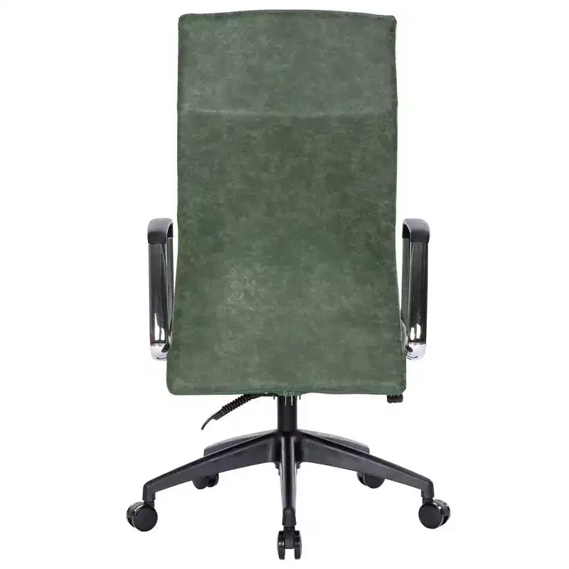 LeisureMod Hilton Sedia da Ufficio Ribbed in Pelle a Schienale Alto - Telaio in Acciaio Resistente Girevole e Inclinabile - Sedia da Scrivania Direzionale Moderna