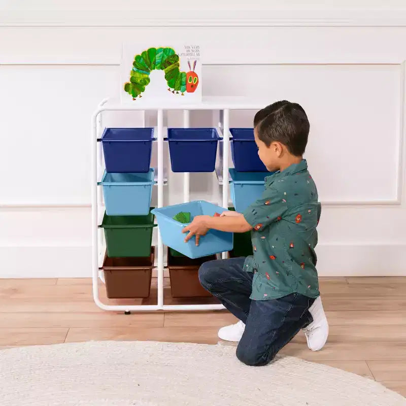 ECR4Kids Scaffale a 4 Ripiani con 12 Contenitori, 4x3, Organizzazione Multiuso