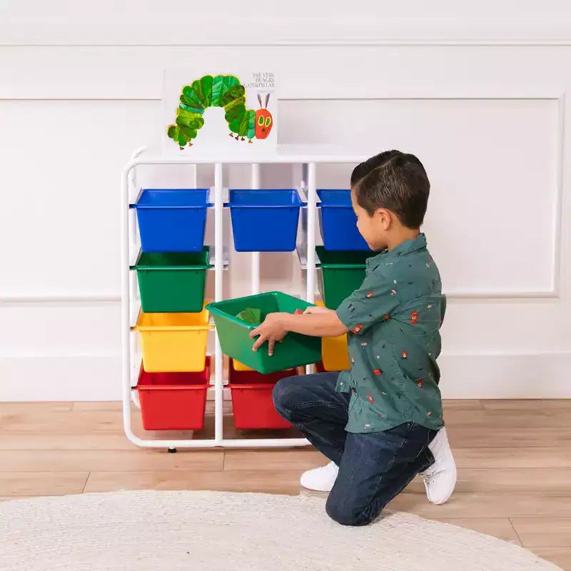 ECR4Kids Scaffale a 4 Ripiani con 12 Contenitori, 4x3, Organizzazione Multiuso