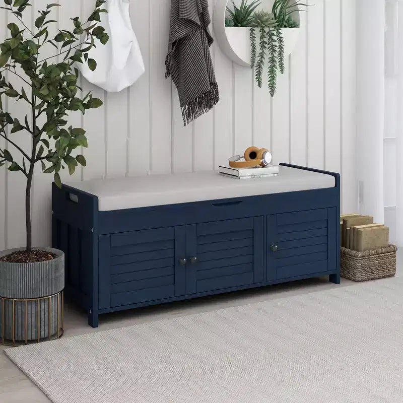 Panca Contenitore in Legno, Panca da Ingresso Imbottita con Cuscino Rimovibile, Scarpiera con Contenitore Nascosto per Ingresso, Camera da Letto, Soggiorno