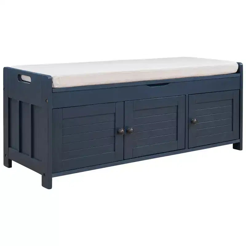 Panca Contenitore in Legno, Panca da Ingresso Imbottita con Cuscino Rimovibile, Scarpiera con Contenitore Nascosto per Ingresso, Camera da Letto, Soggiorno
