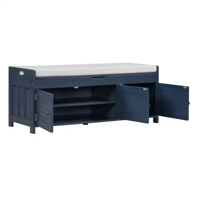 Panca Contenitore in Legno, Panca da Ingresso Imbottita con Cuscino Rimovibile, Scarpiera con Contenitore Nascosto per Ingresso, Camera da Letto, Soggiorno