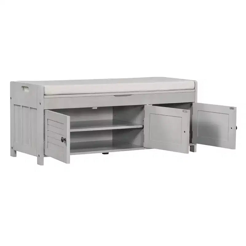 Panca Contenitore in Legno, Panca da Ingresso Imbottita con Cuscino Rimovibile, Scarpiera con Contenitore Nascosto per Ingresso, Camera da Letto, Soggiorno