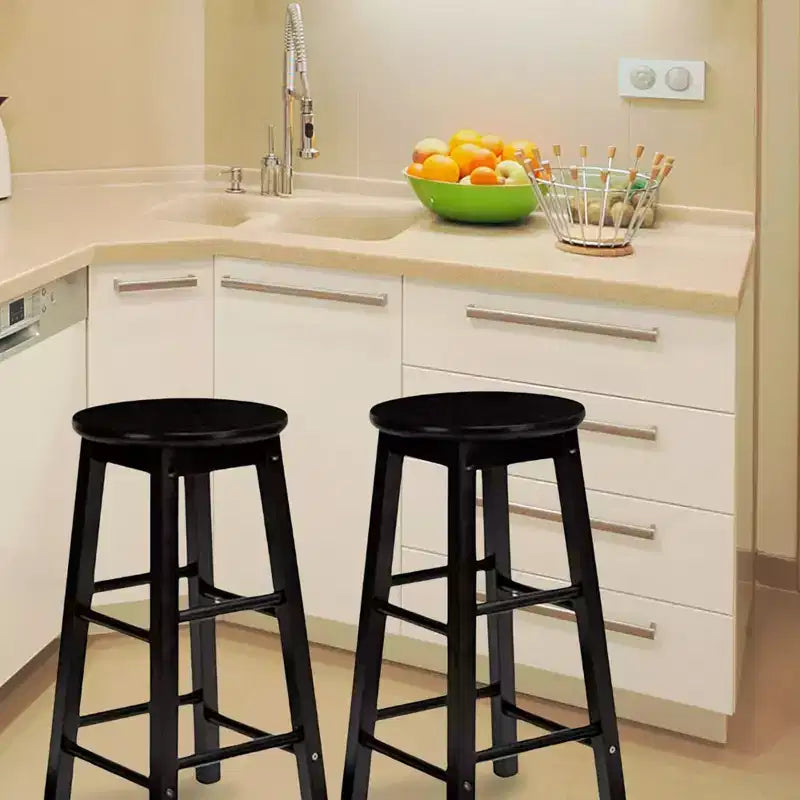 Sgabelli da bar da cucina alti 73,6 cm PJ Wood con seduta rotonda classica