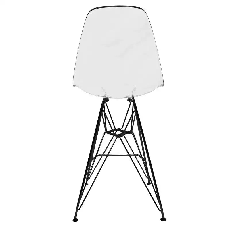 Sgabello da bar LeisureMod Cresco Mid-Century Modern in acrilico, altezza bancone, con base in acciaio nero, perfetto per cucina, sala da pranzo, bar o salotto