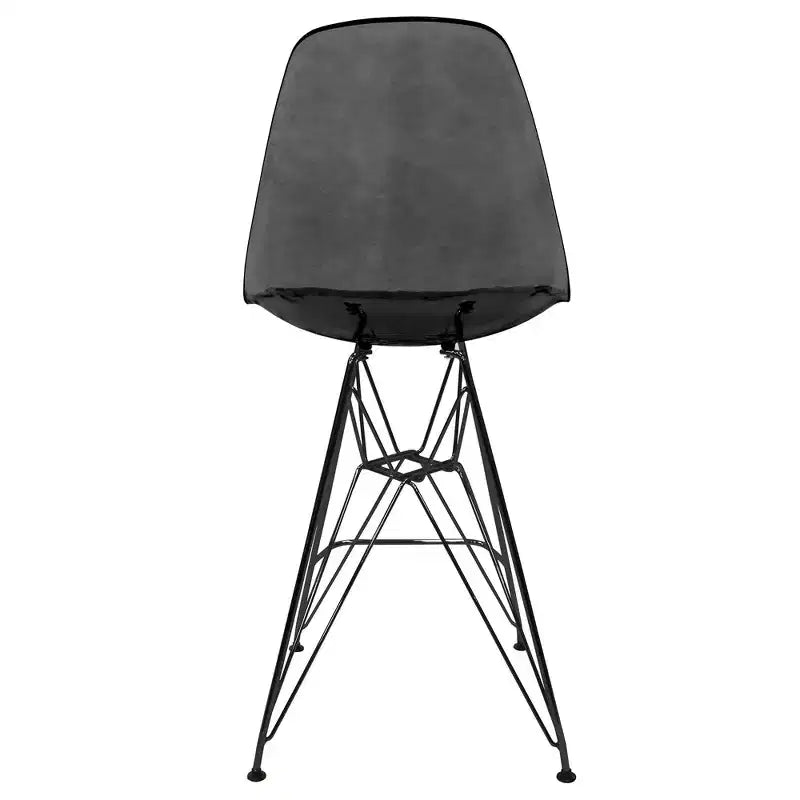 Sgabello da bar LeisureMod Cresco Mid-Century Modern in acrilico, altezza bancone, con base in acciaio nero, perfetto per cucina, sala da pranzo, bar o salotto